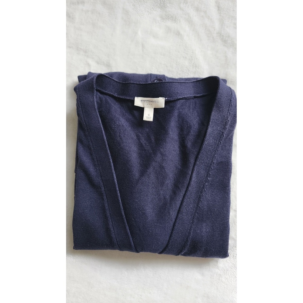 Talbots Navy Blue V-Neck Button Front Cardigan Sweater Pockets S Nautical Casual - Picture 4 of 11